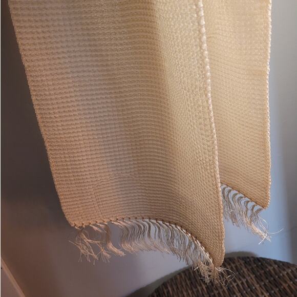 VINTAGE Mid-Cetury MCM Deadstock NIB Gogaware & Long Ivory Woven Fringe Scarf - Picture 8 of 9
